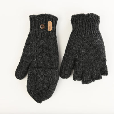 Aran Cable Hunter Gloves Charcoal