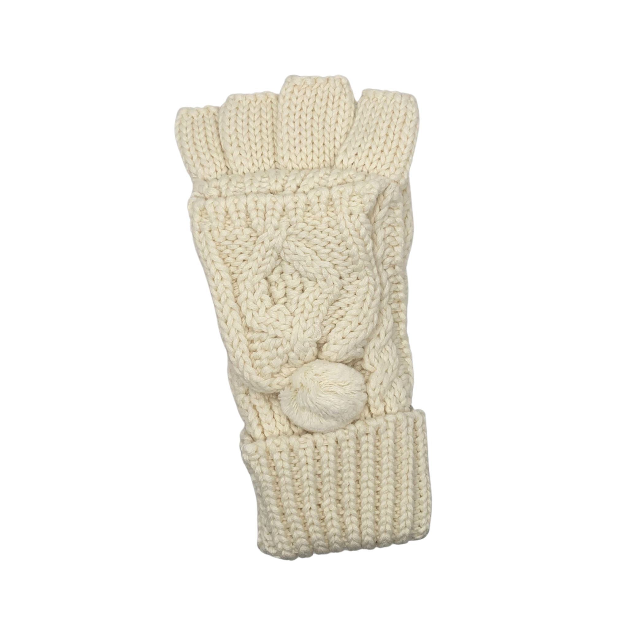 Patrick Francis Cream Aran Knit Pom Pom Adult Gloves - The Celtic Gift Store - Apparel and Accessories 