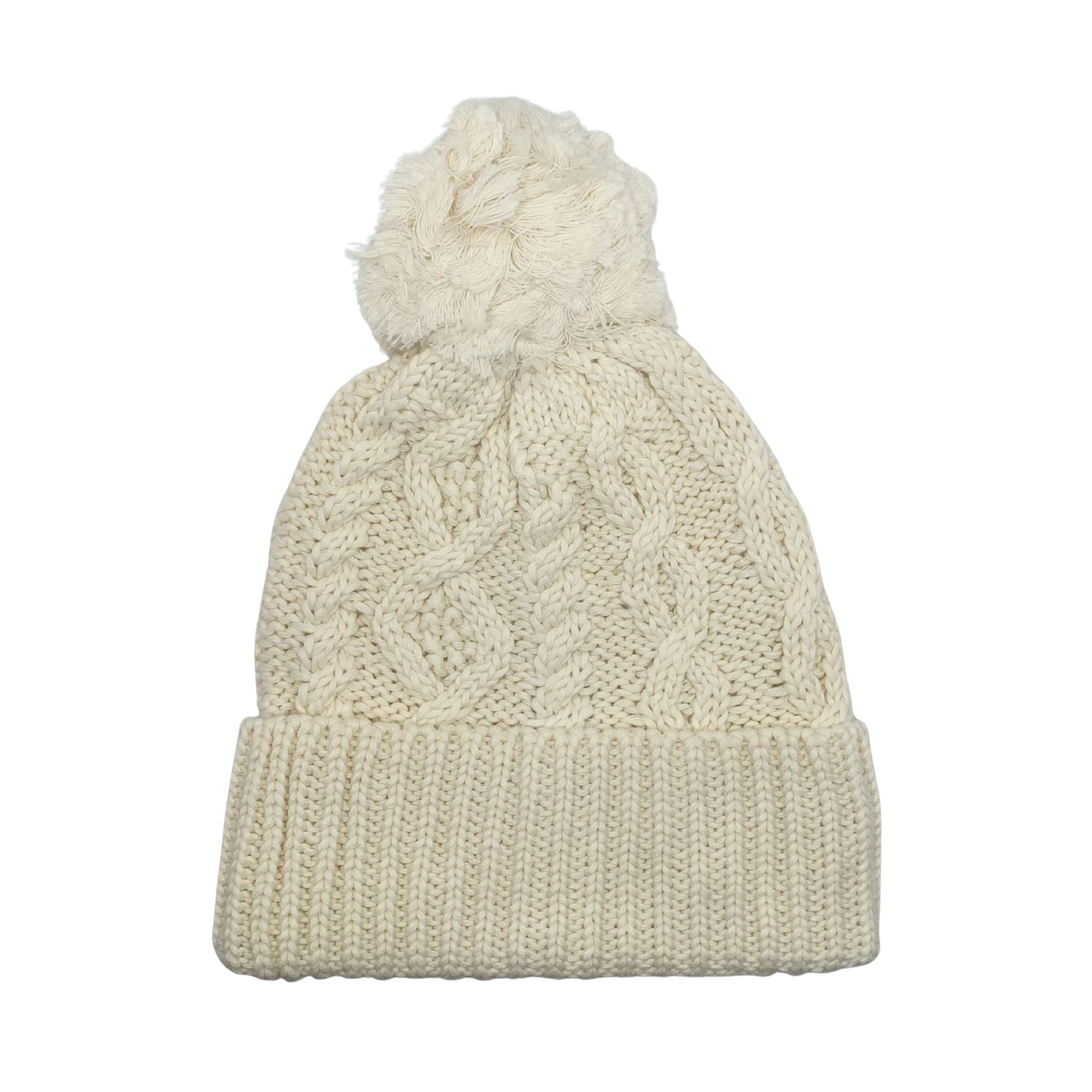 Patrick Francis Cream Aran Knit Pom Pom Hat - The Celtic Gift Store - Clothing and Accessories