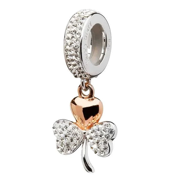 Rose Gold Plated Shamrock Bead Encrusted With Crystal
