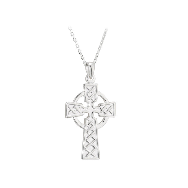 Silver Embossed Celtic Cross Pendant