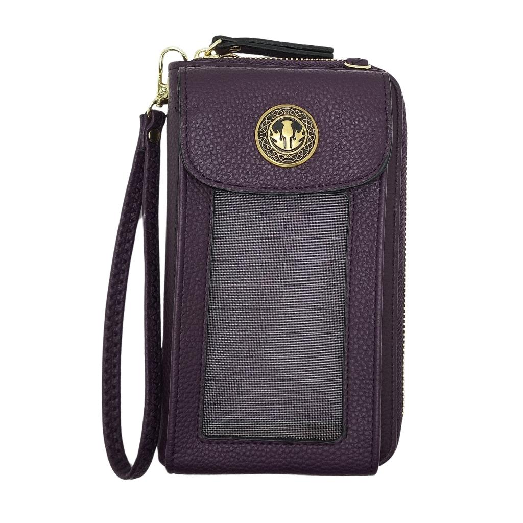 Scottish Thistle Cell Phone Wristlet/Crossbody Bag - Purple