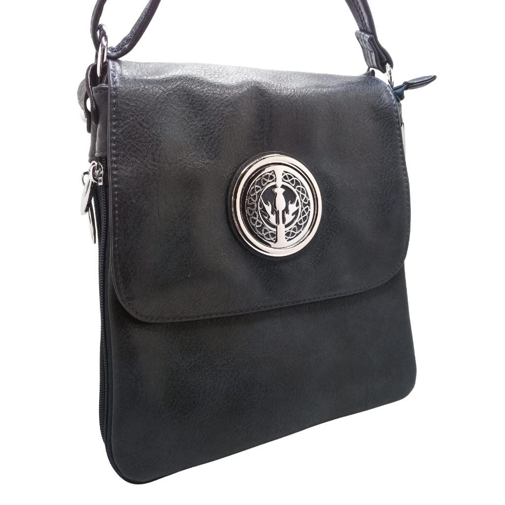 Scottish Thistle Expandable Shoulder Bag- Navy