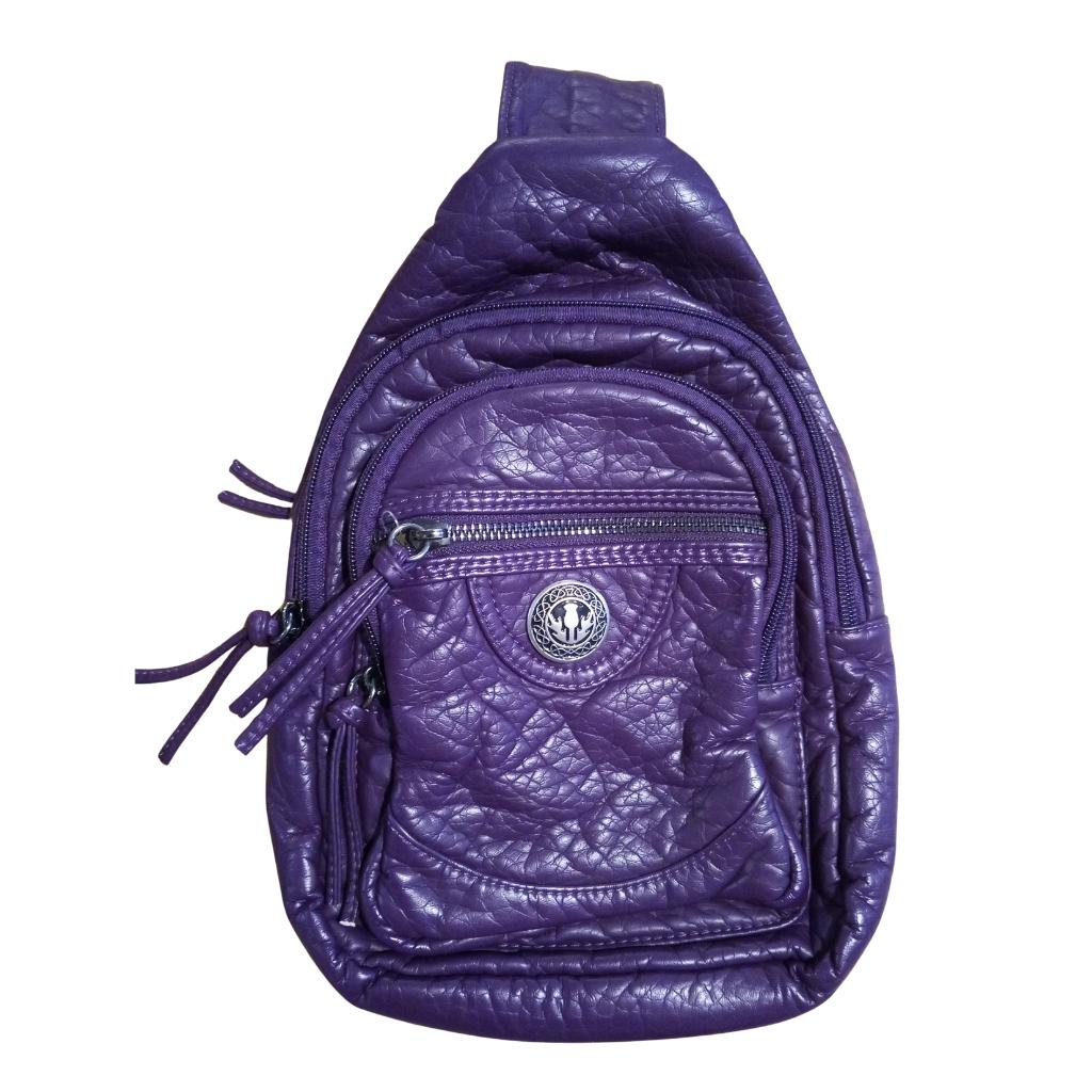 Scottish Thistle Washed Pocket Sling Bag- Purple