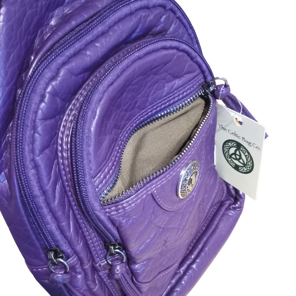 Scottish Thistle Washed Pocket Sling Bag- Purple