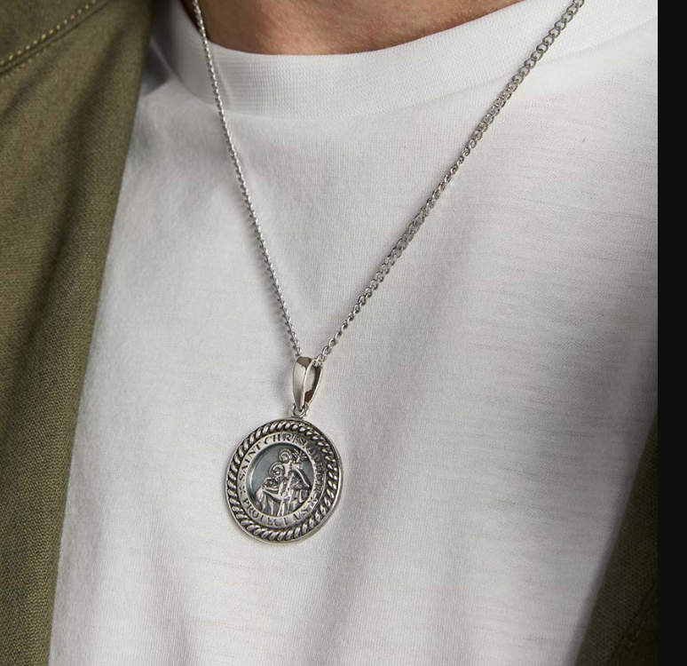 Sterling Silver Heavy St. Christopher Medal - The Celtic Gift Store - Necklaces