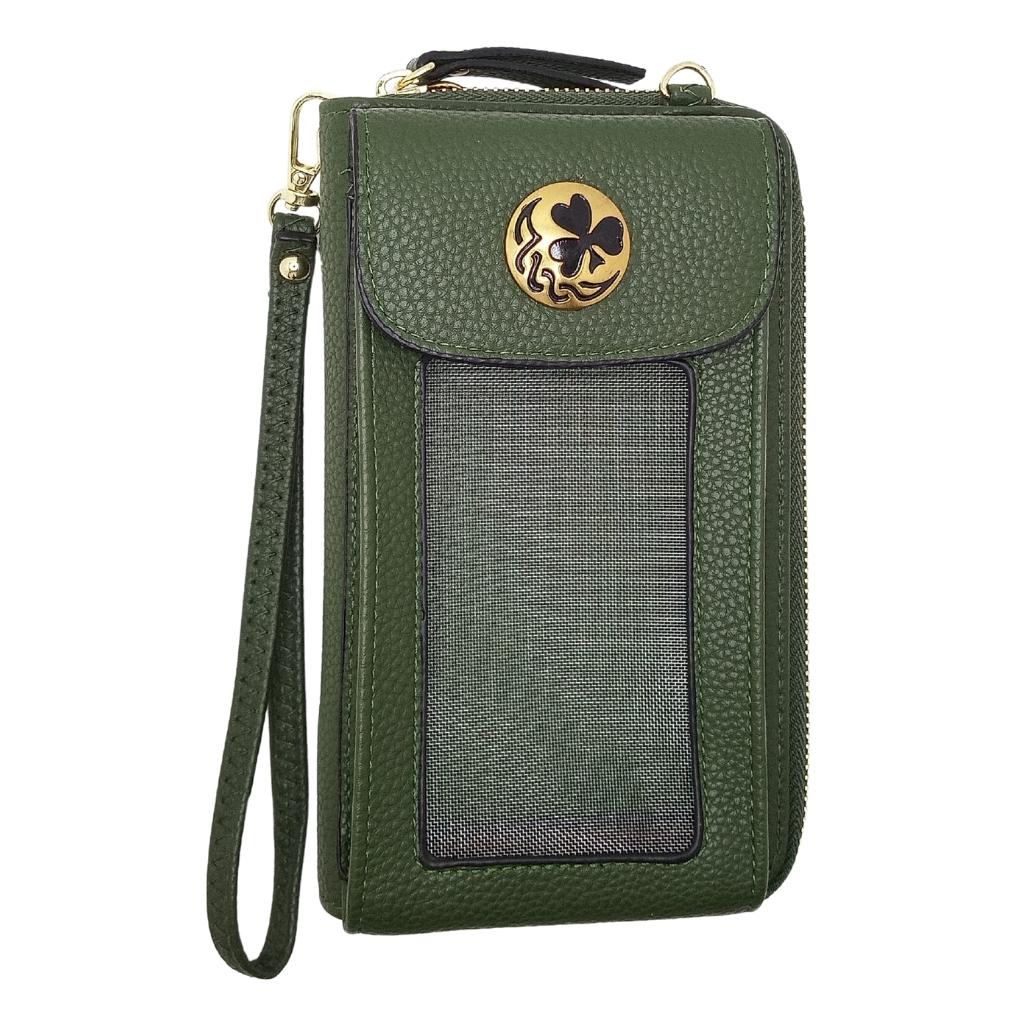 Shamrock Cell Phone Wristlet/Crossbody Bag - Olive