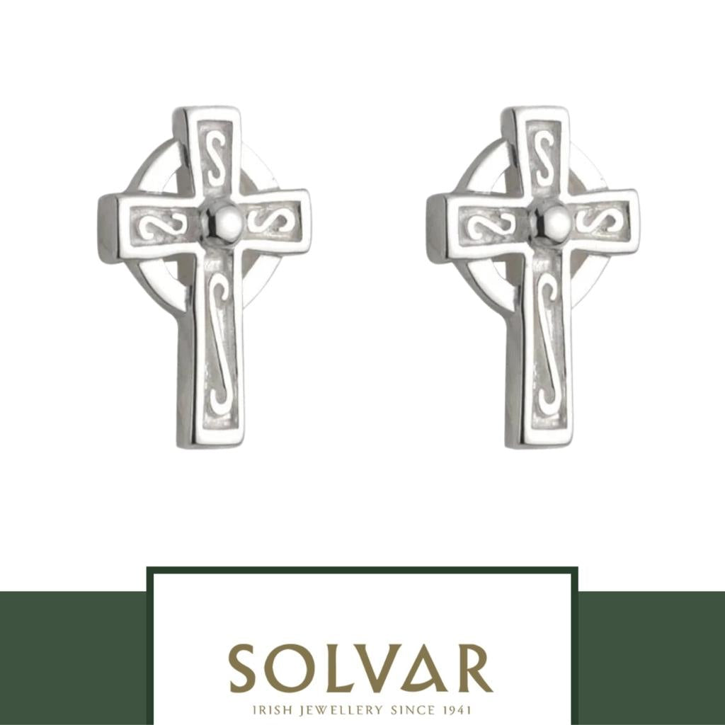 Small Sterling Silver Celtic Cross Stud Earrings