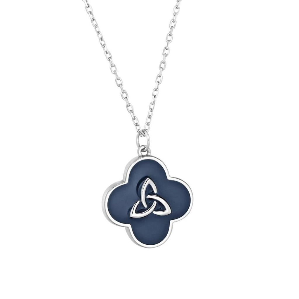 Sterling Silver Black Enamel Trinity Knot Necklace