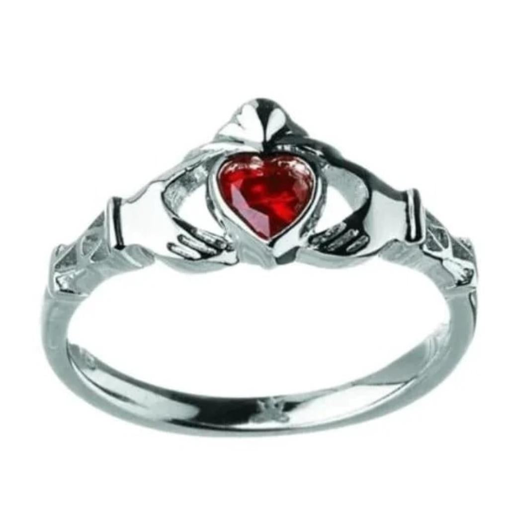 Sterling Silver Claddagh Birthstone Rings