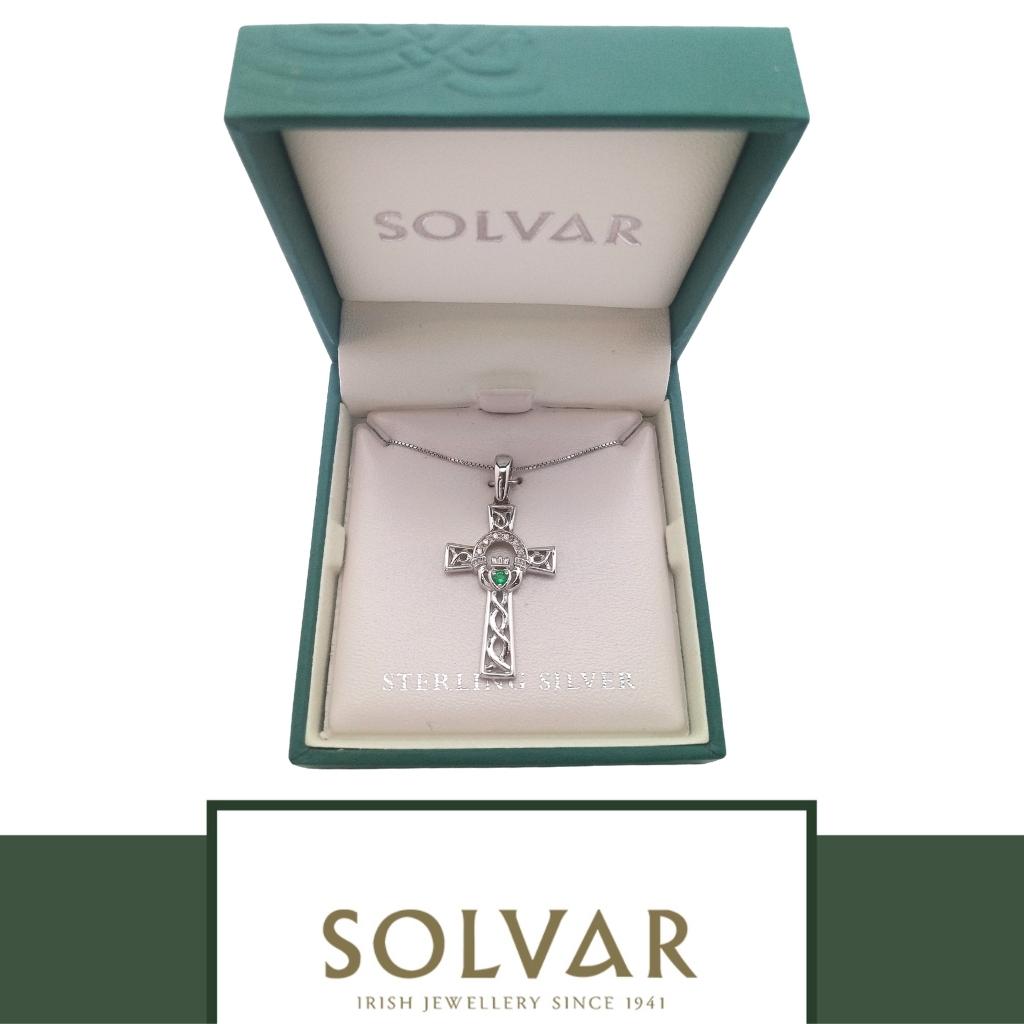 Sterling Silver Claddagh and Celtic Cross Necklace