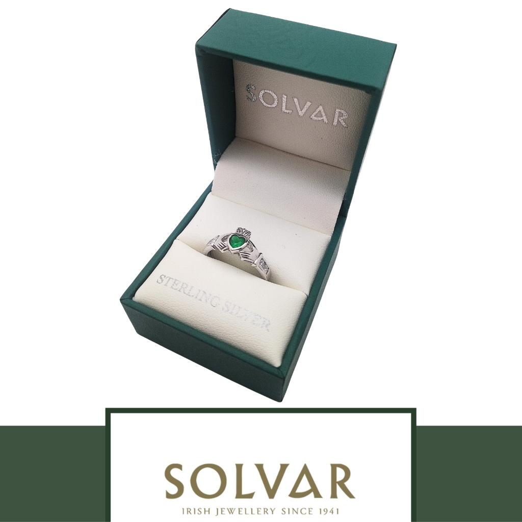 Sterling Silver Emerald Claddagh Ring