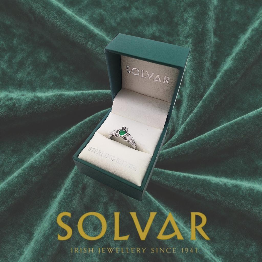 Sterling Silver Emerald Claddagh Ring