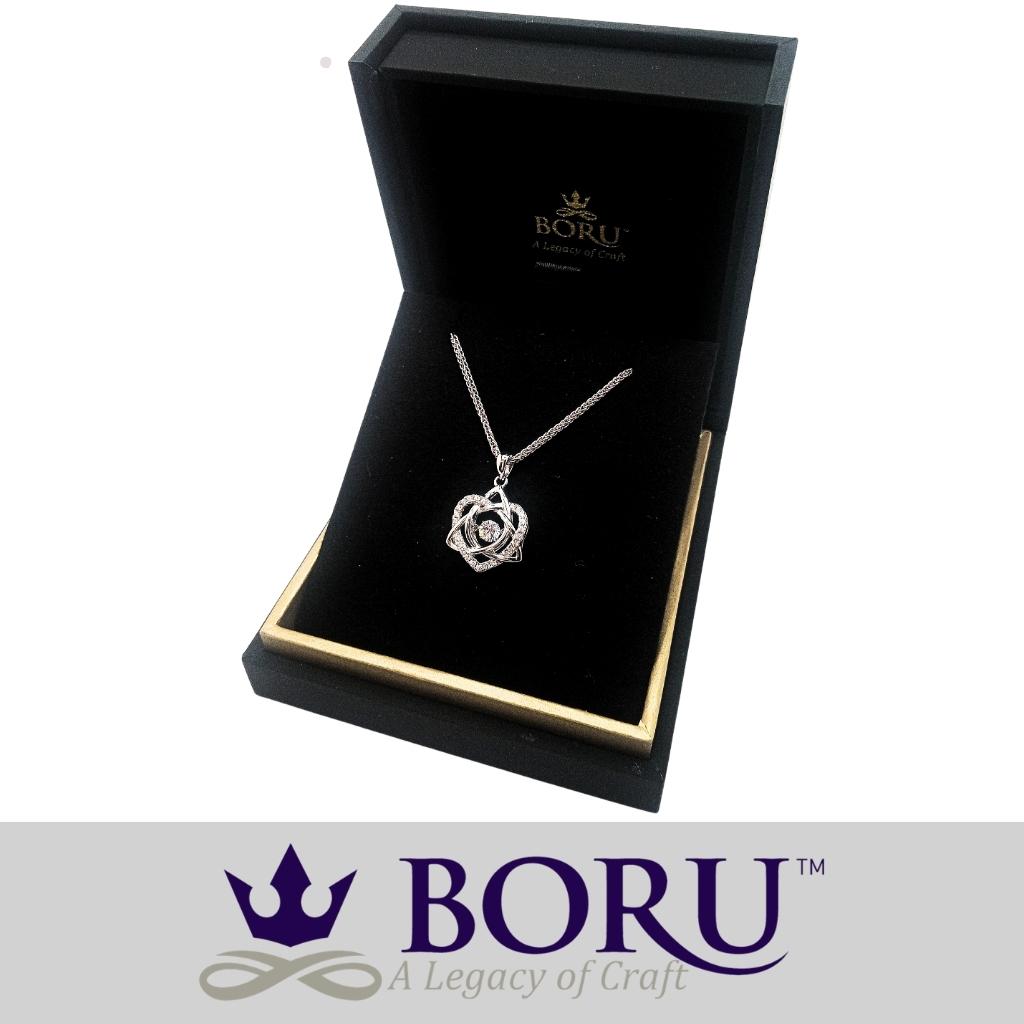 Sterling Silver Trinity Knot and Heart Dancing Stone Necklace