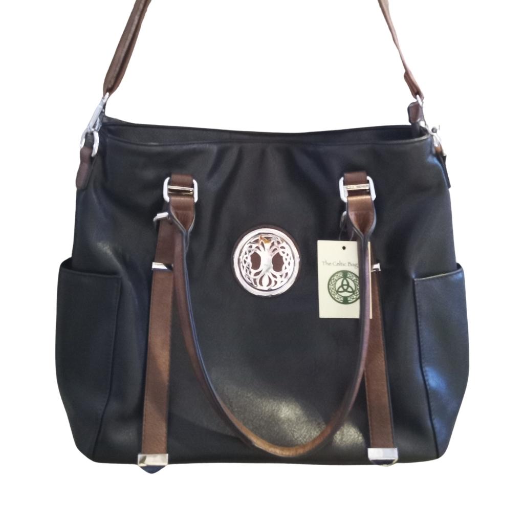 Tree of Life Buckle Tote Bag - Black