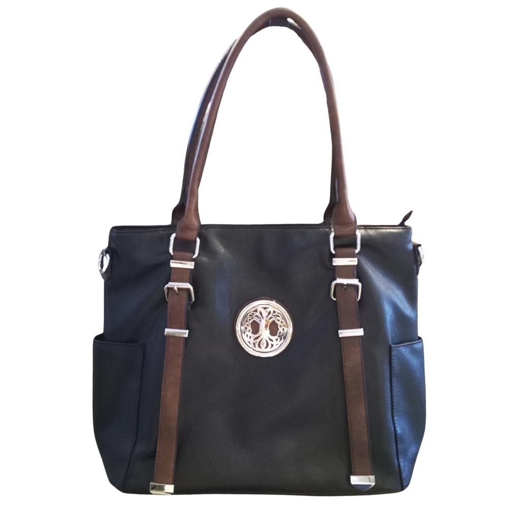 Tree of Life Buckle Tote Bag - Black