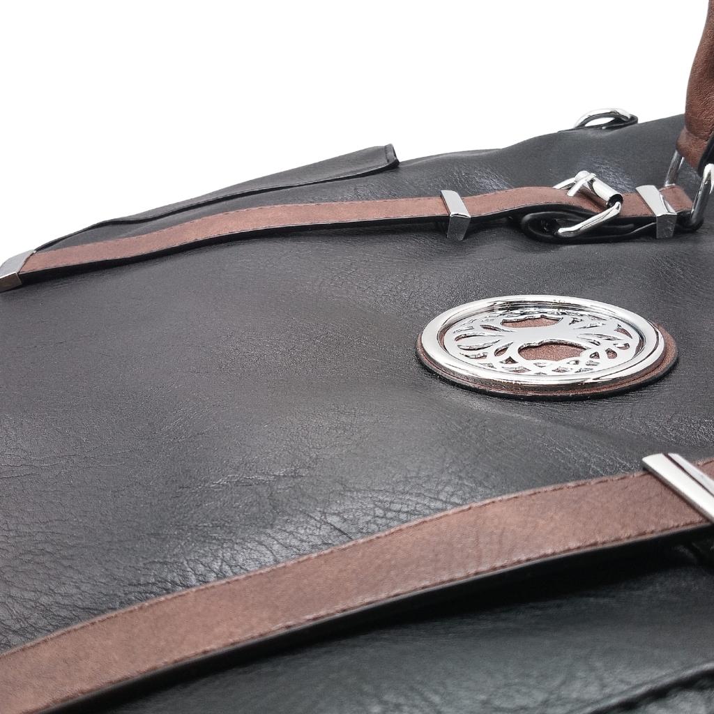 Tree of Life Buckle Tote Bag - Black