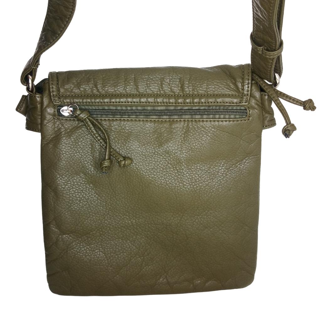 Tree of Life Double Flap Crossbody Bag - Olive Green