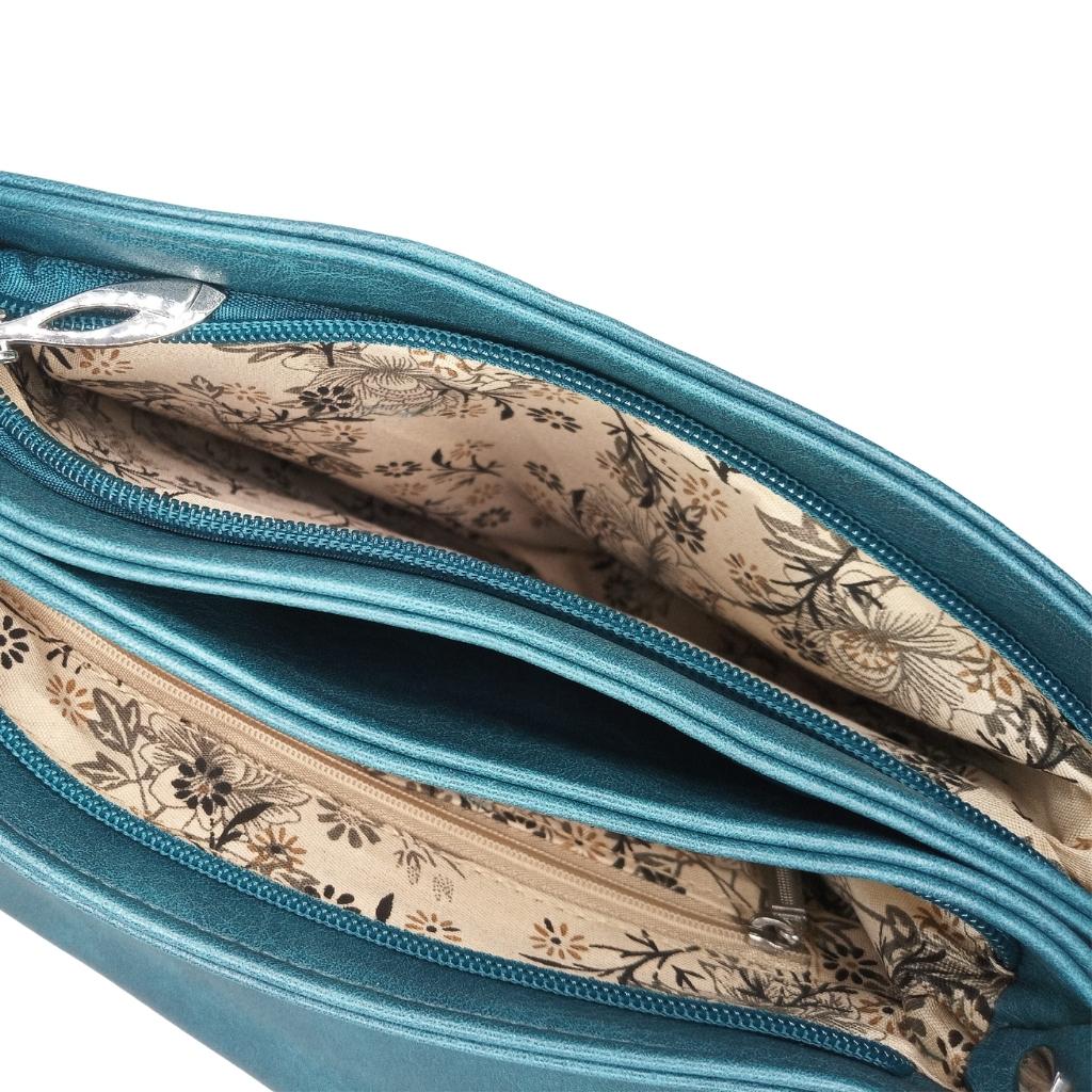 Tree of Life Expandable Shoulder Bag- Teal
