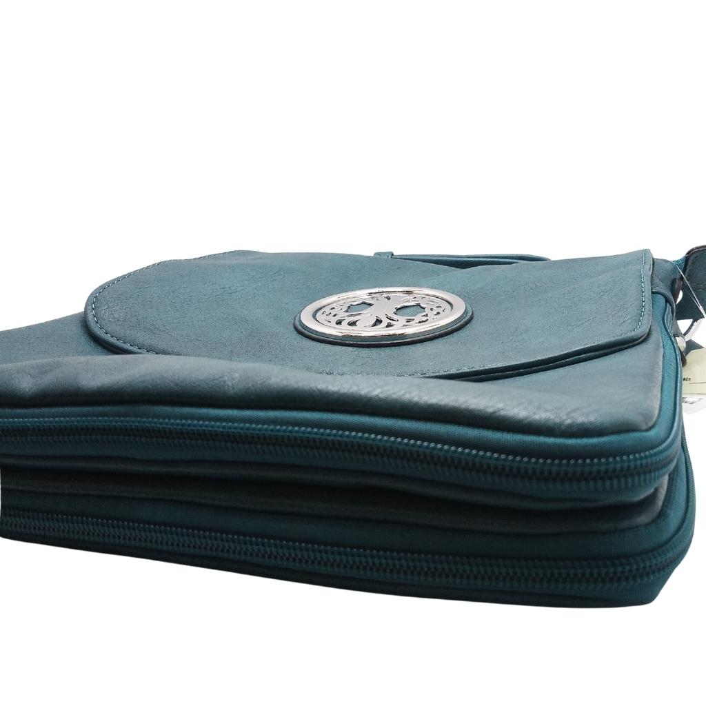 Tree of Life Expandable Shoulder Bag- Teal