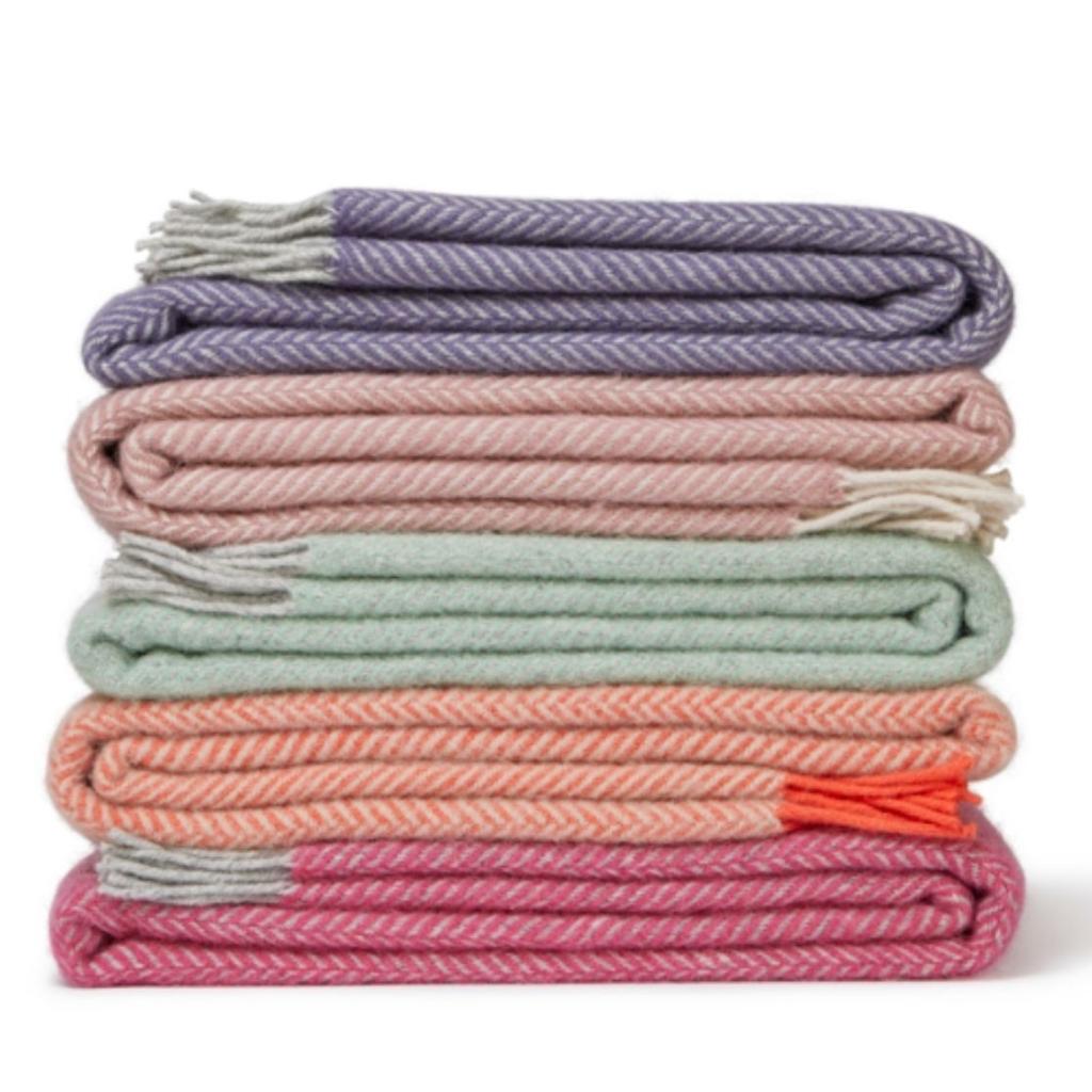 Tweedmill Lavender and Grey Herringbone Wool Throw Expertly Crafted from 100% Pure Wool