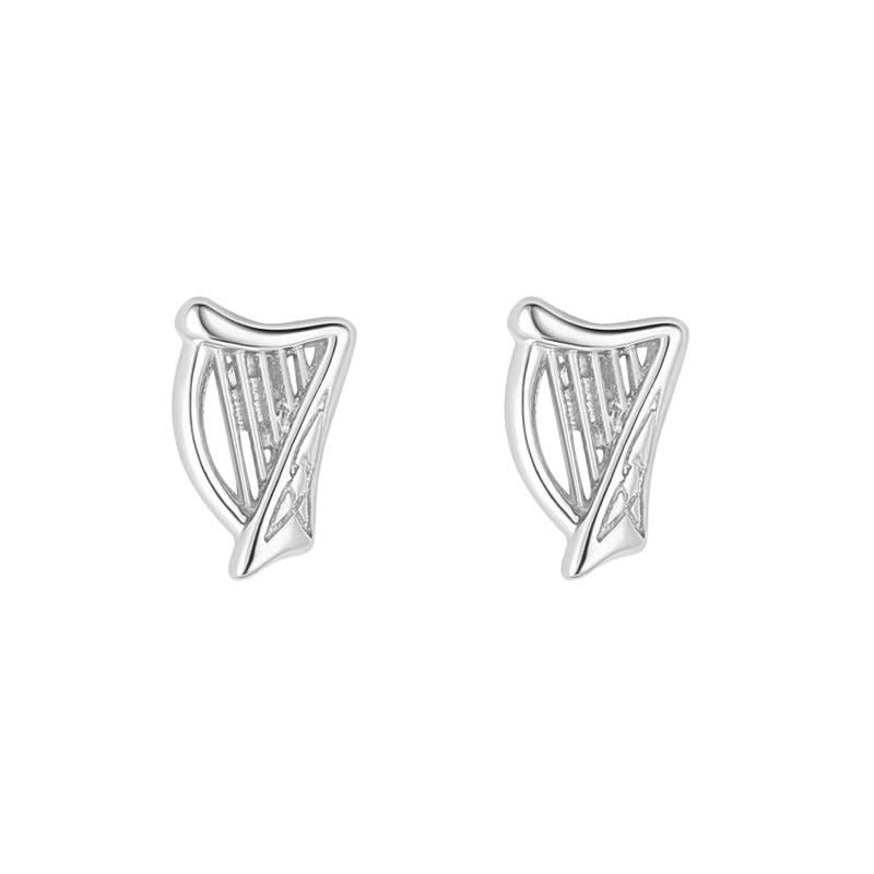 Acara Sterling Silver Harp Stud Earrings - The Celtic Gift Store - Earrings