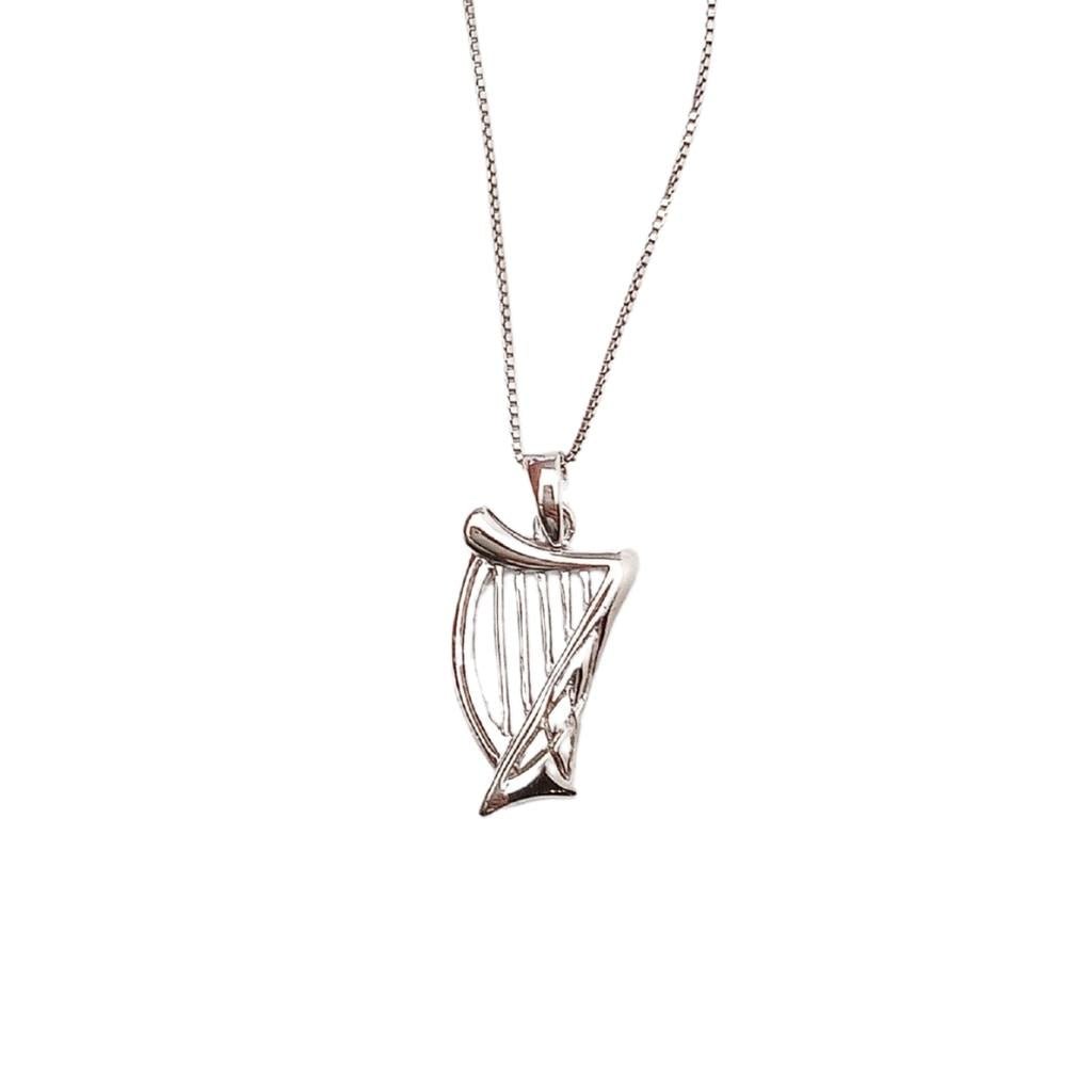 Acara Sterling Silver Irish Harp Necklace by Solvar Jewelry - Necklaces