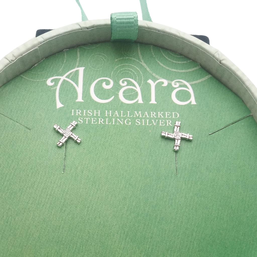Acara Sterling Silver St Brigid's Cross Stud Earrings