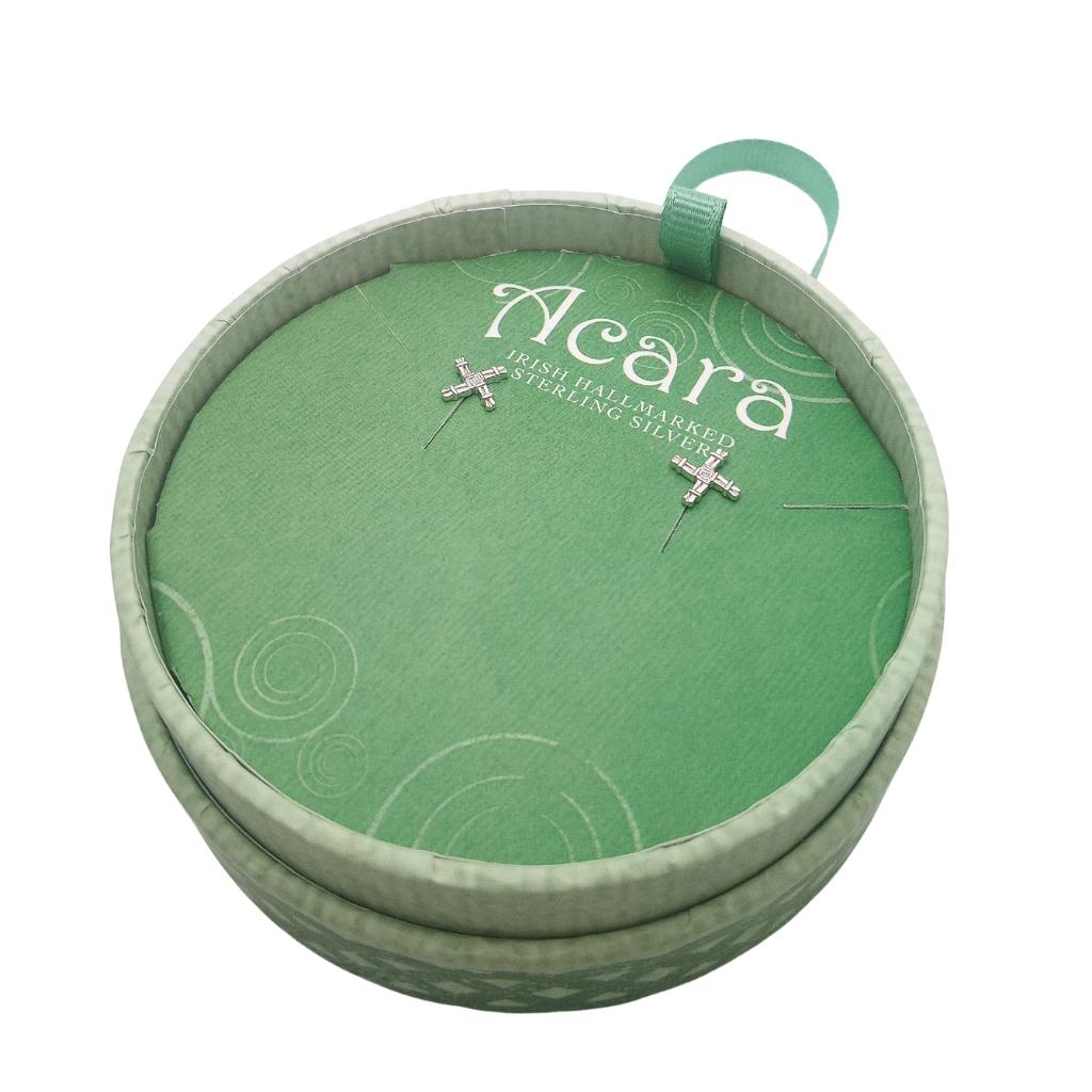 Acara Sterling Silver St Brigid's Cross Stud Earrings