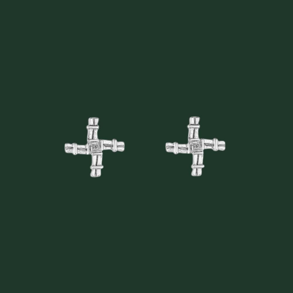 Acara Sterling Silver St Brigid's Cross Stud Earrings