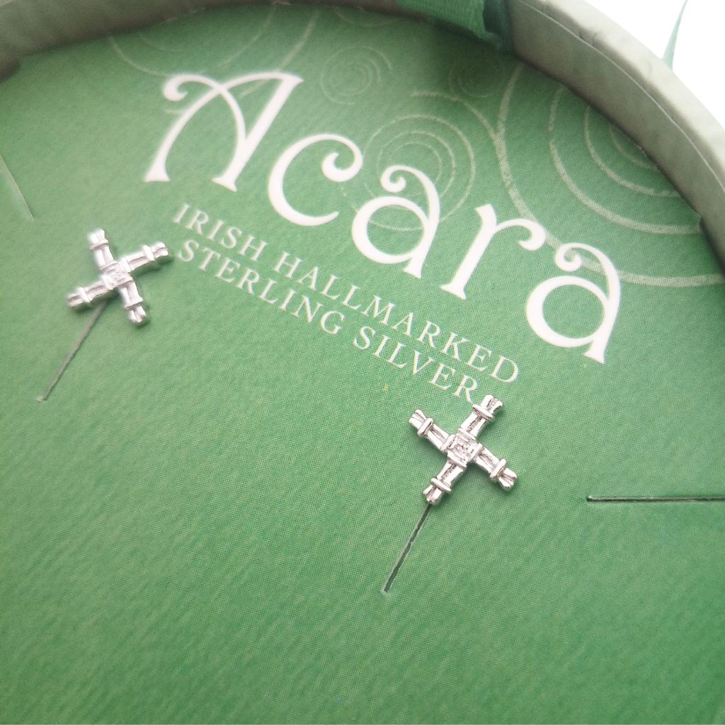 Acara Sterling Silver St Brigid's Cross Stud Earrings