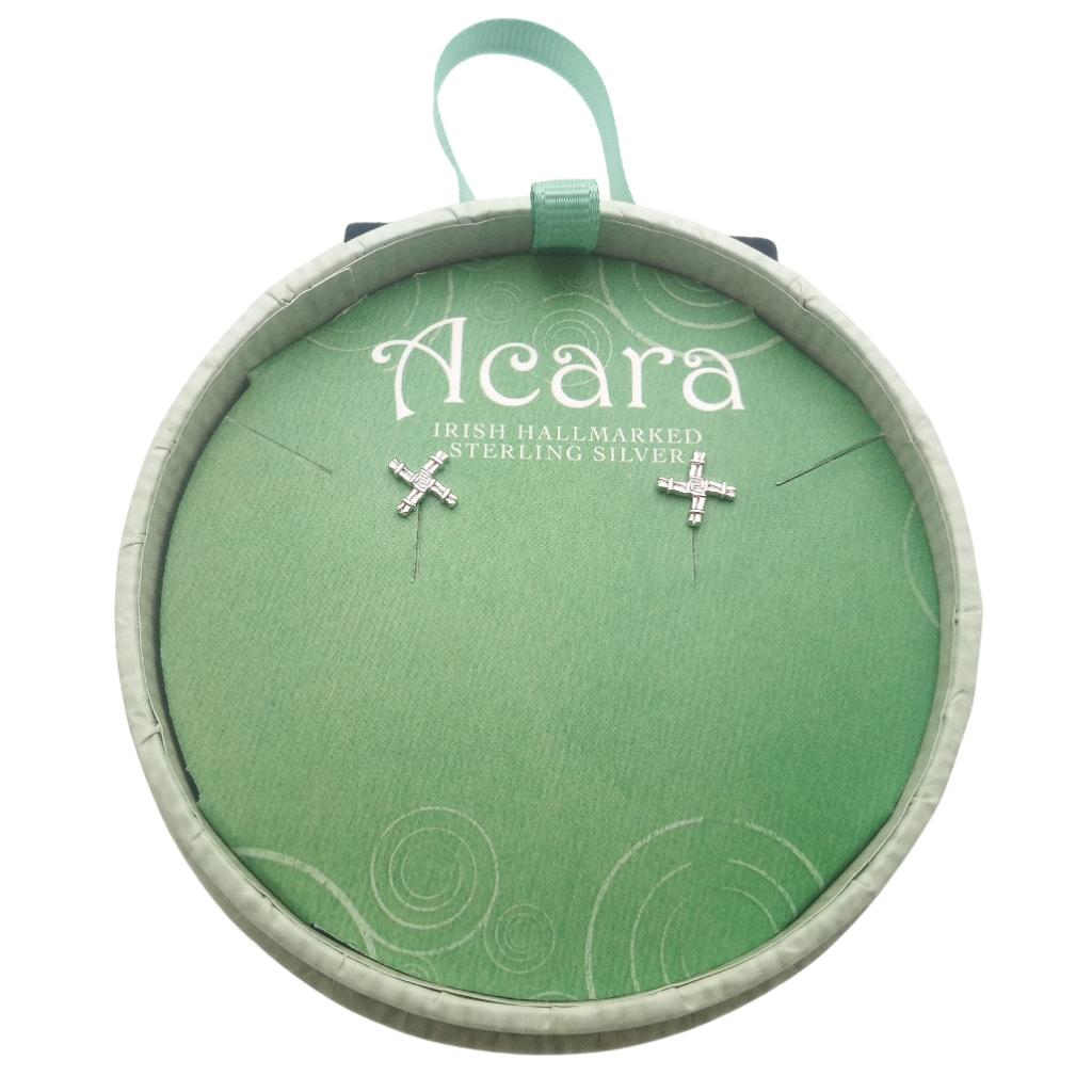 Acara Sterling Silver St Brigid's Cross Stud Earrings
