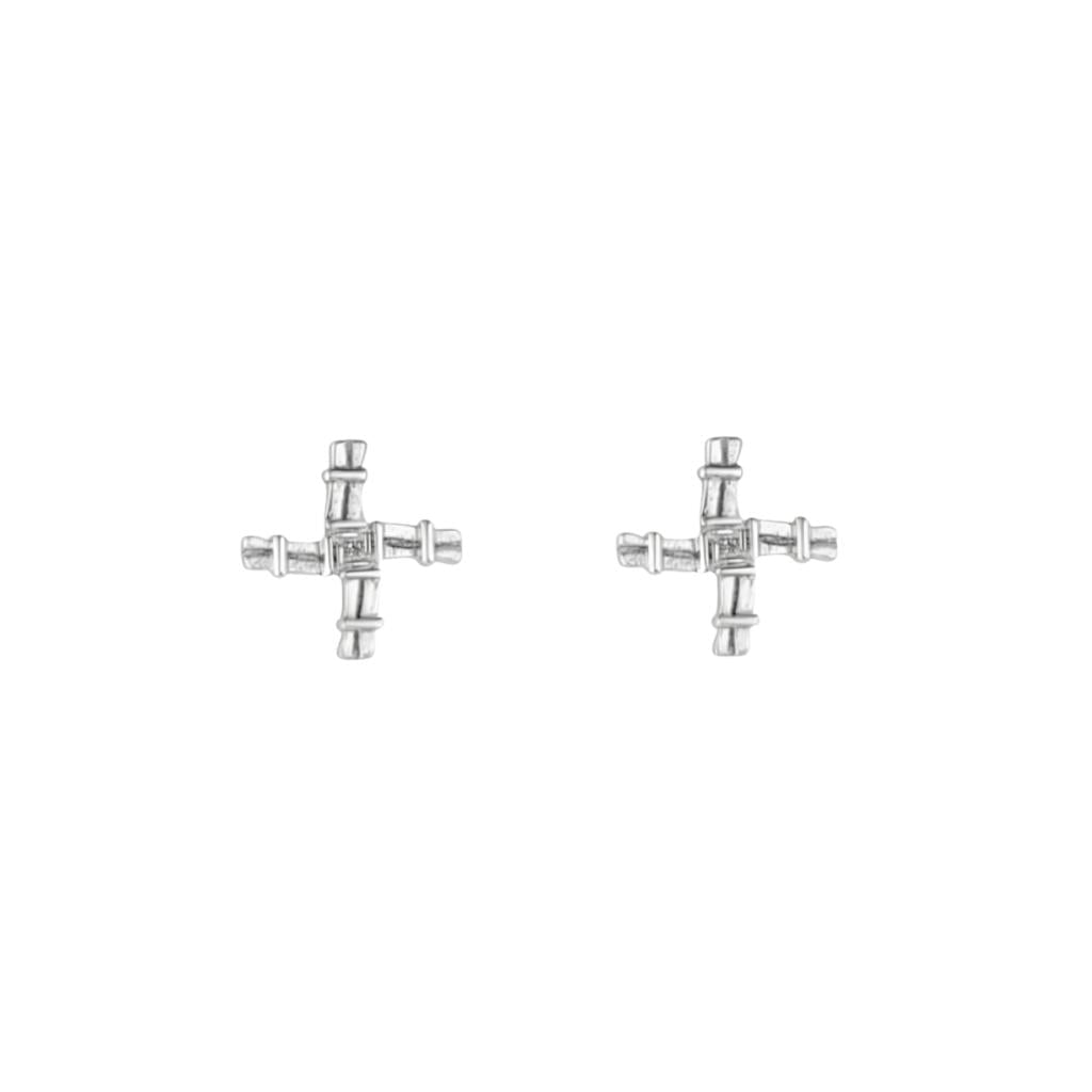 Acara Sterling Silver St Brigid's Cross Stud Earrings