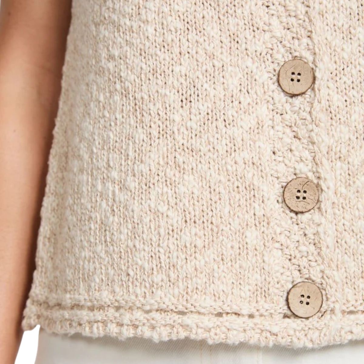 Ainé Cotton/Linen Sleeveless Cardigan - Warm Oat