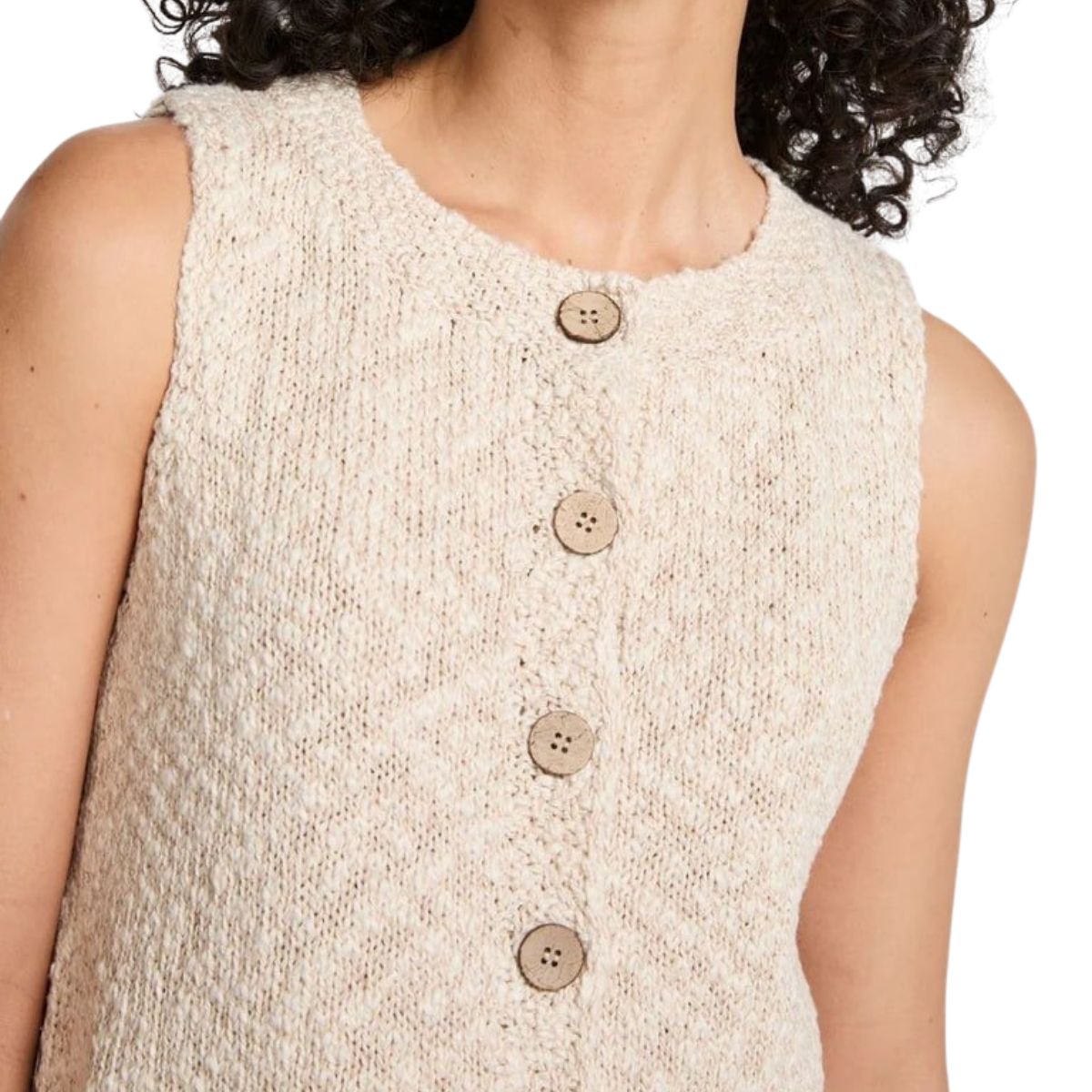 Ainé Cotton/Linen Sleeveless Cardigan - Warm Oat