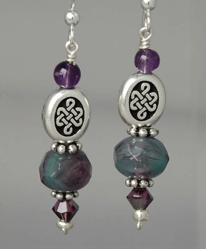 Amethyst, Teal and Lavender Earrings - The Celtic Gift Store - Earrings