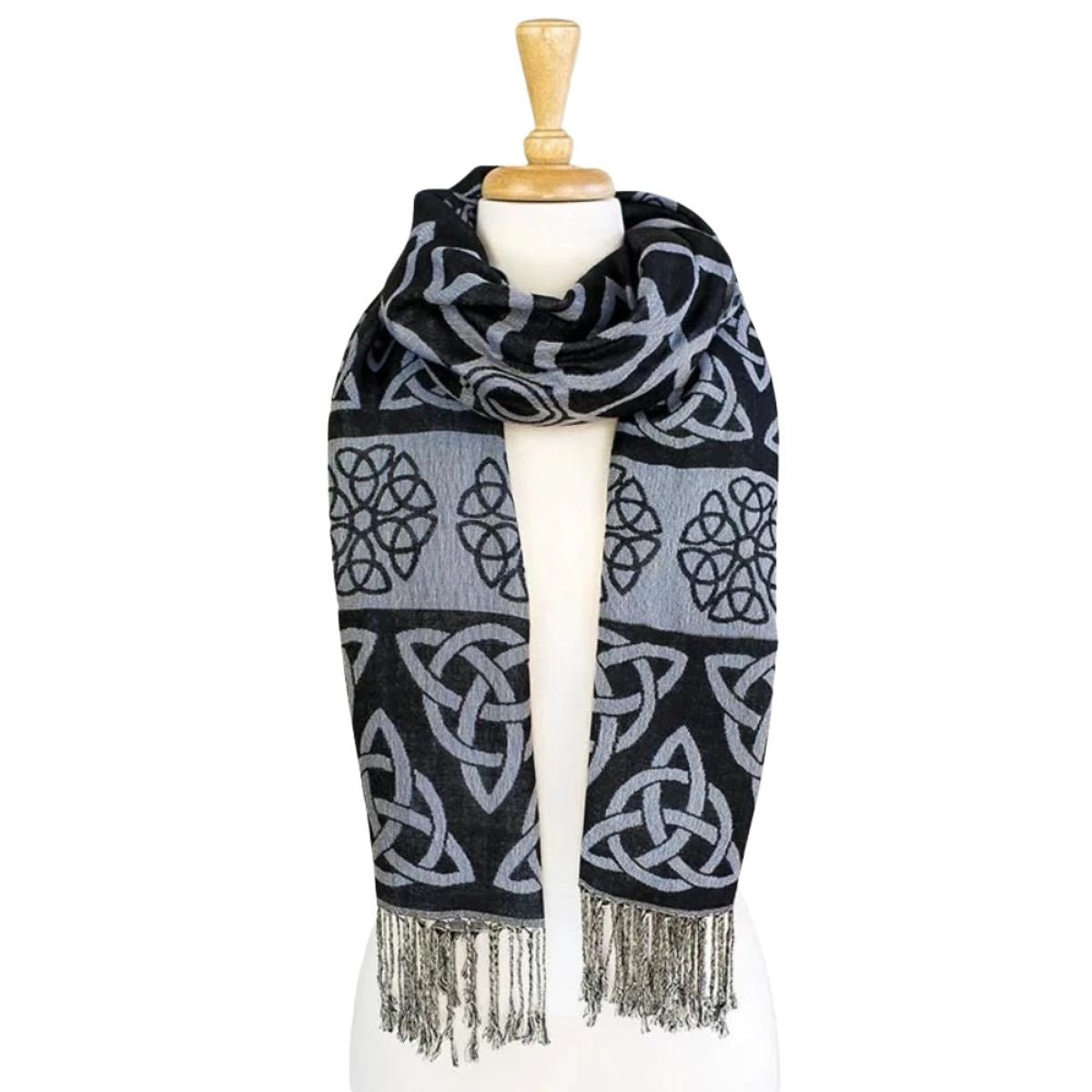 Anne Trinity Celtic Knot Scarf - Black/Iridescent Blue