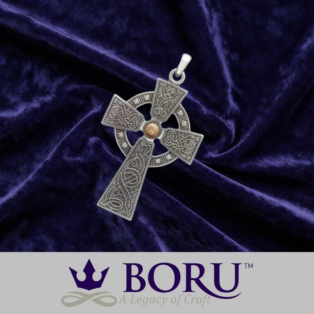 Antiqued Silver & Gold Bead Cross Celtic Warrior- Medium