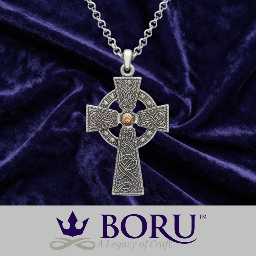 Antiqued Silver & Gold Bead Cross Celtic Warrior- Medium