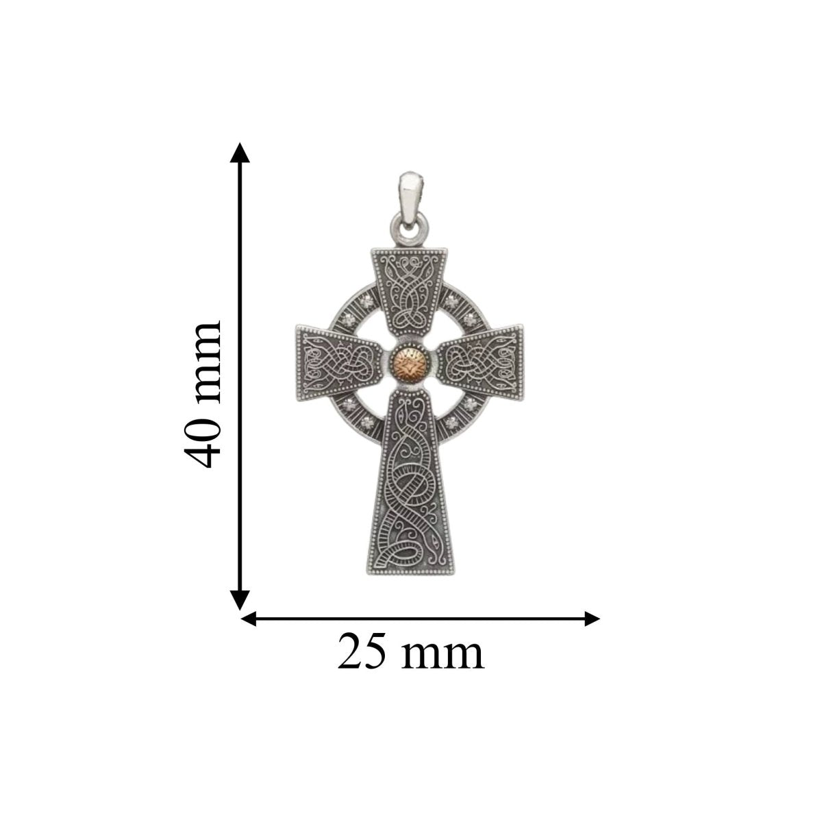 Antiqued Silver & Rose Gold Bead Cross Celtic Warrior - Large - The Celtic Gift Store - Necklaces