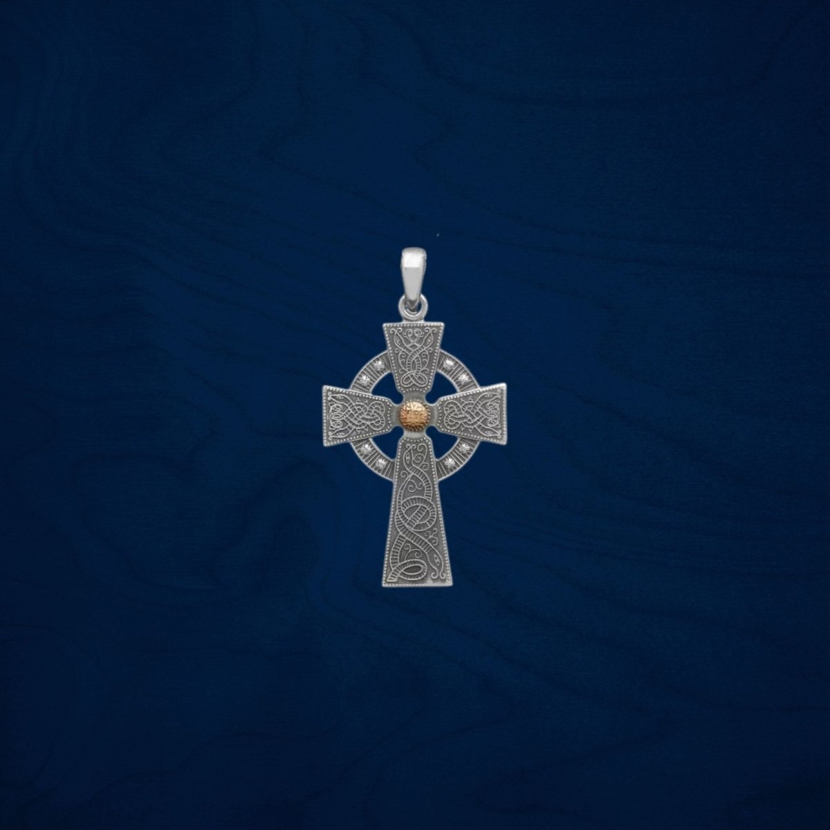 Antiqued Silver & Rose Gold Bead Cross Celtic Warrior - Medium - The Celtic Gift Store - Necklaces