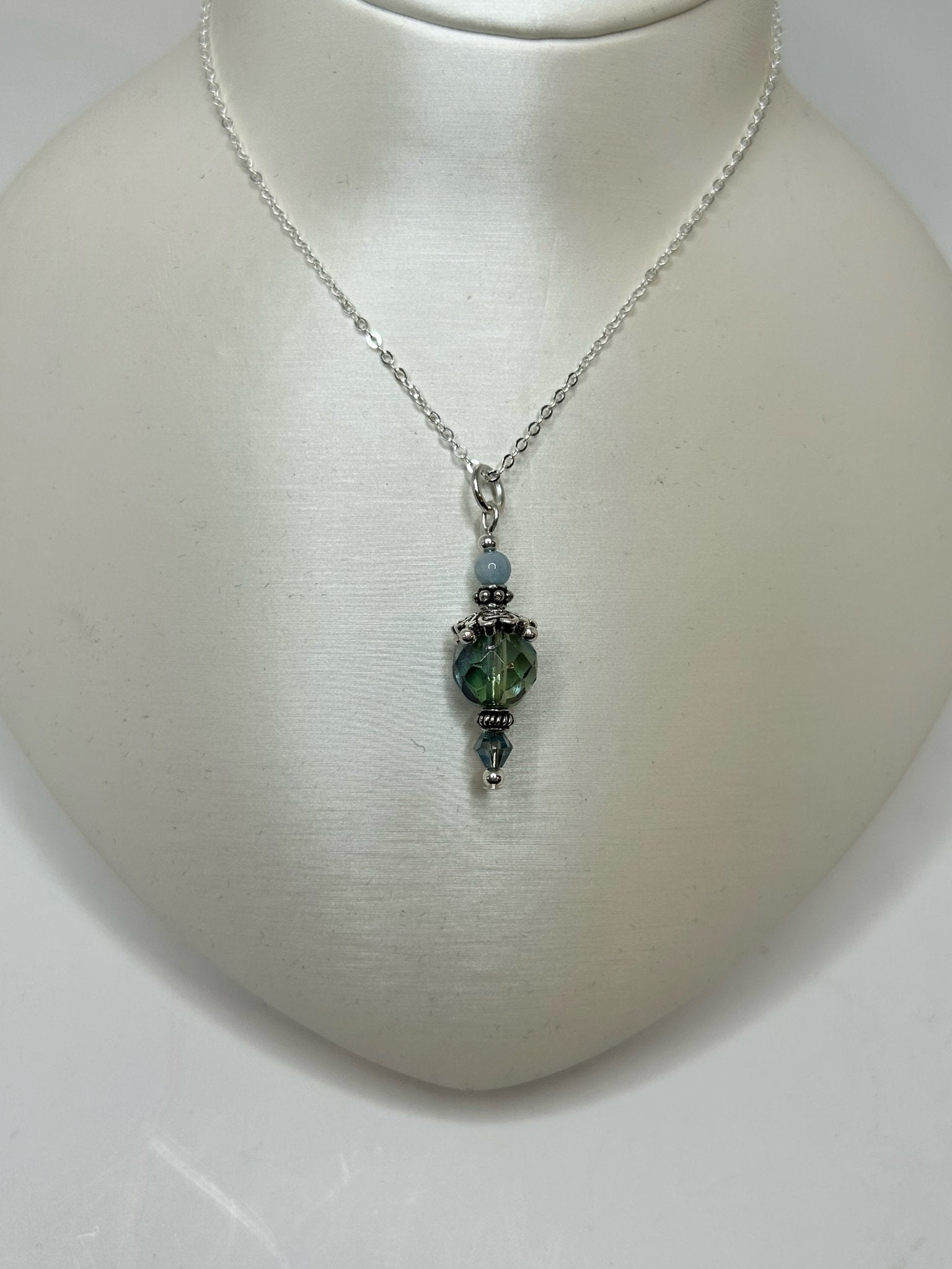 Aquamarine with Celtic Knot Cap Pendant - The Celtic Gift Store - Earrings