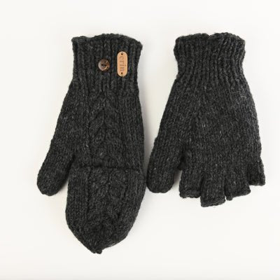 Aran Cable Hunter Gloves - Charcoal - The Celtic Gift Store - Clothing Accessories