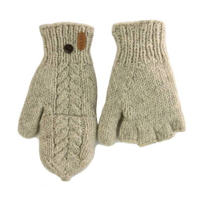 Aran Cable Hunter Gloves - Oatmeal - The Celtic Gift Store - Clothing Accessories