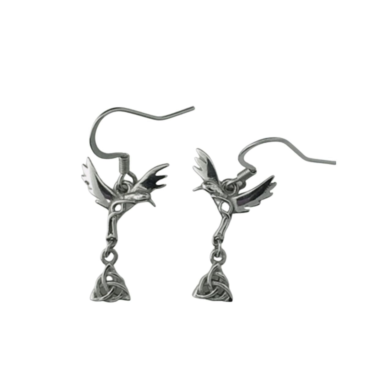 Articulated Trinity Knot Hummingbird Earrings