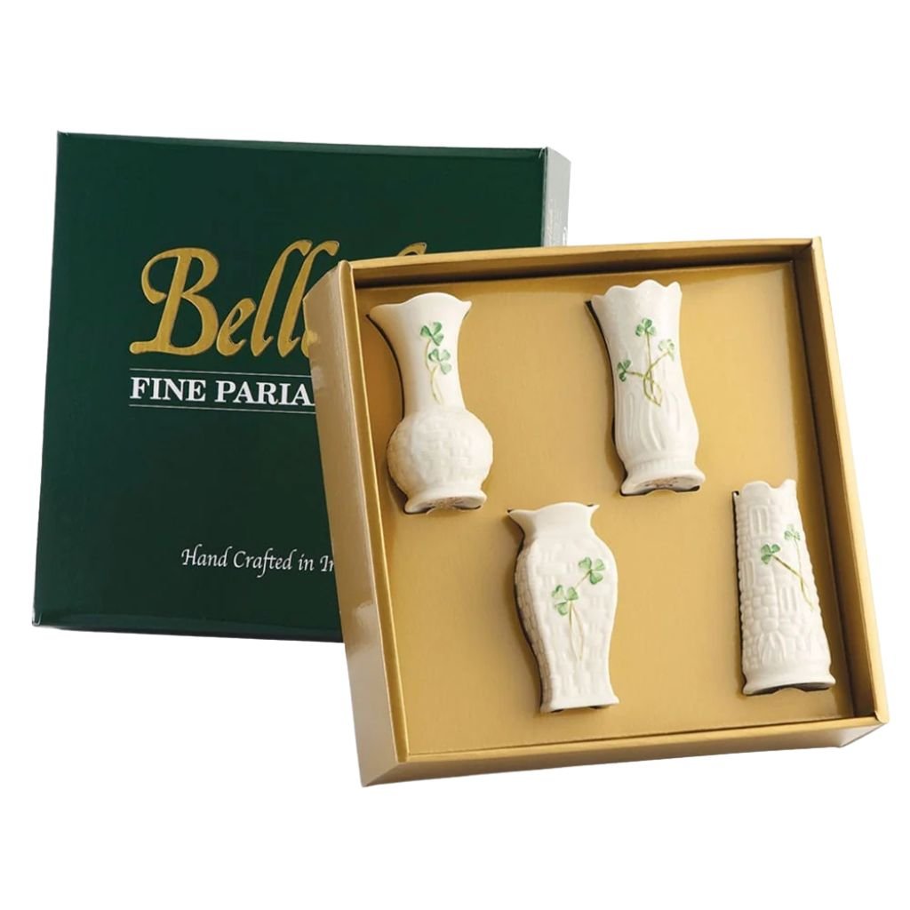 Belleek Classic Shamrock Mini Vase Set of Four