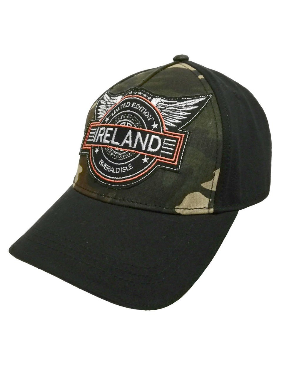 Black and Camo Print Ireland Embroidered Patch Baseball Cap - The Celtic Gift Store - Hats