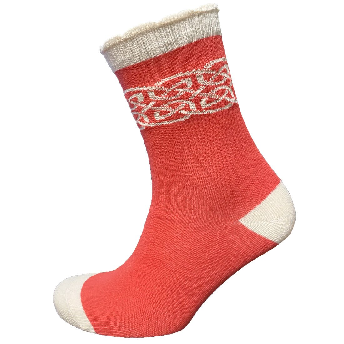 Book of Kells Orange and Cream Celtic Knot Ladies Socks - The Celtic Gift Store - Clothing