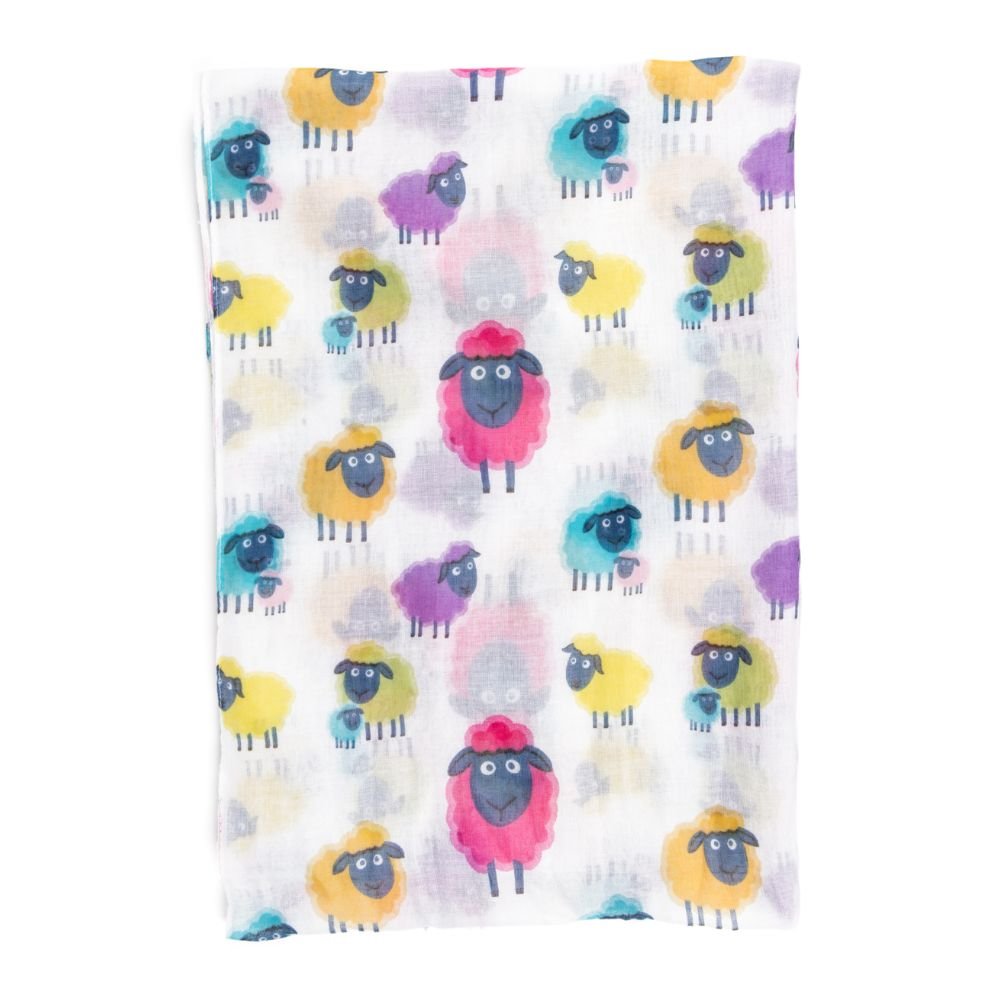 Bright Colour Sheep Scarf - White - The Celtic Gift Store - Scarves