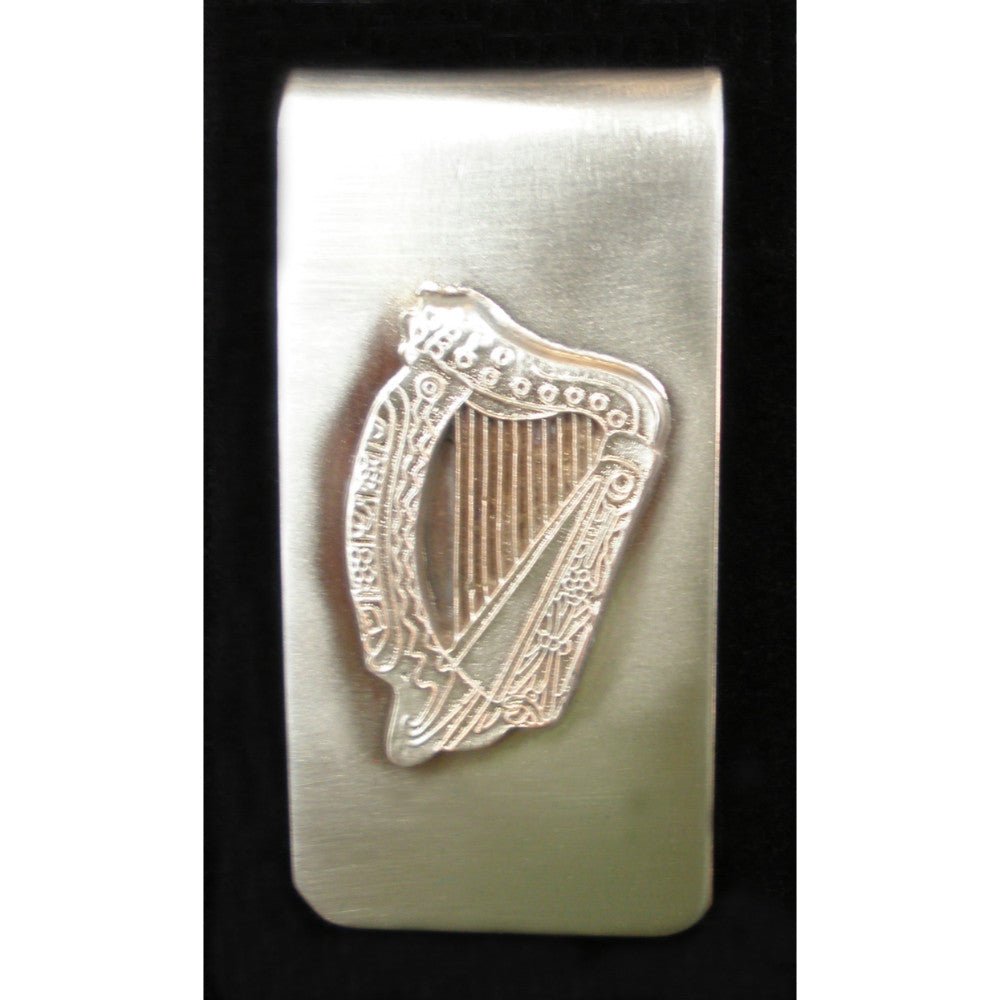 Brushed Pewter Irish Harp Money Clip - The Celtic Gift Store - Apparel & Accessories